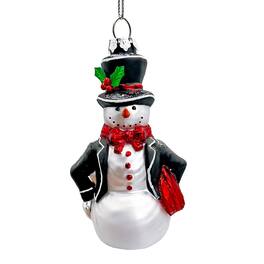 OrnamentallyYou - Dapper Gentleman Snowman Glass Christmas Ornament Refined Handblown Holiday Tree Decor - Multi-colored