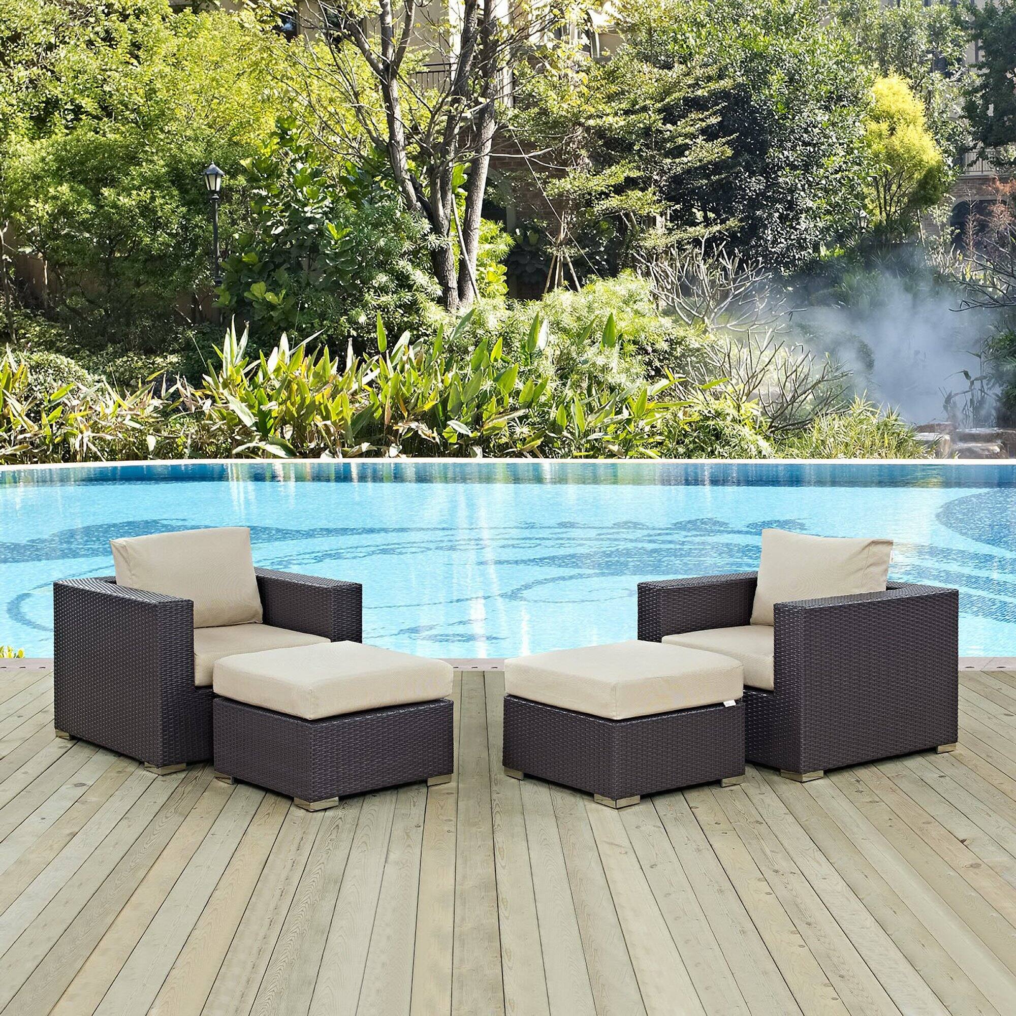 Alt View 2. Modway - Convene 4-Piece Outdoor Patio Sectional Set - Espresso Beige.
