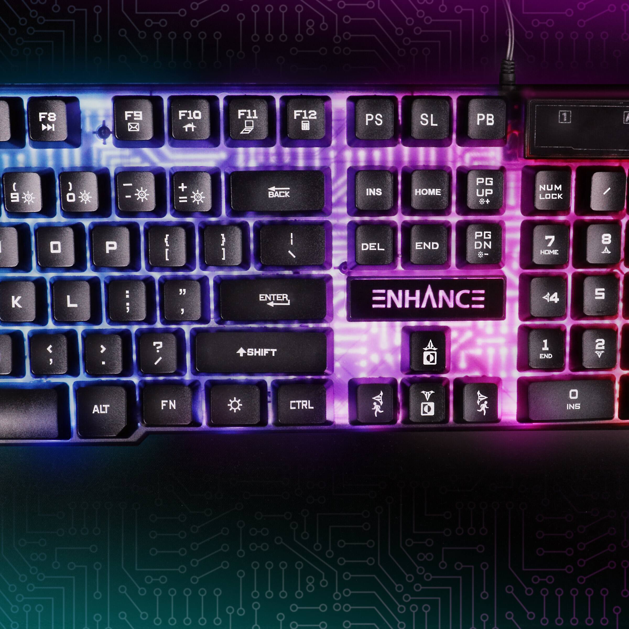 F8 F9 F10 F11 F12  
PS SL PB  
1 9 O + = BACK INS HOME PG UP NUM LOCK  
P { [ } ] I DEL END PG DN 8- 7 HOME 8 A K L : i " 1 ENTER ENHANCE 44 S , ? SHIFT 1 END 2 A ALT FN CTRL INS