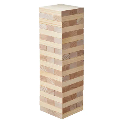 Front. HONGGE - Giant Wooden Tumbling Tower Game with Domino Blocks and Storage Bag - Natural.
