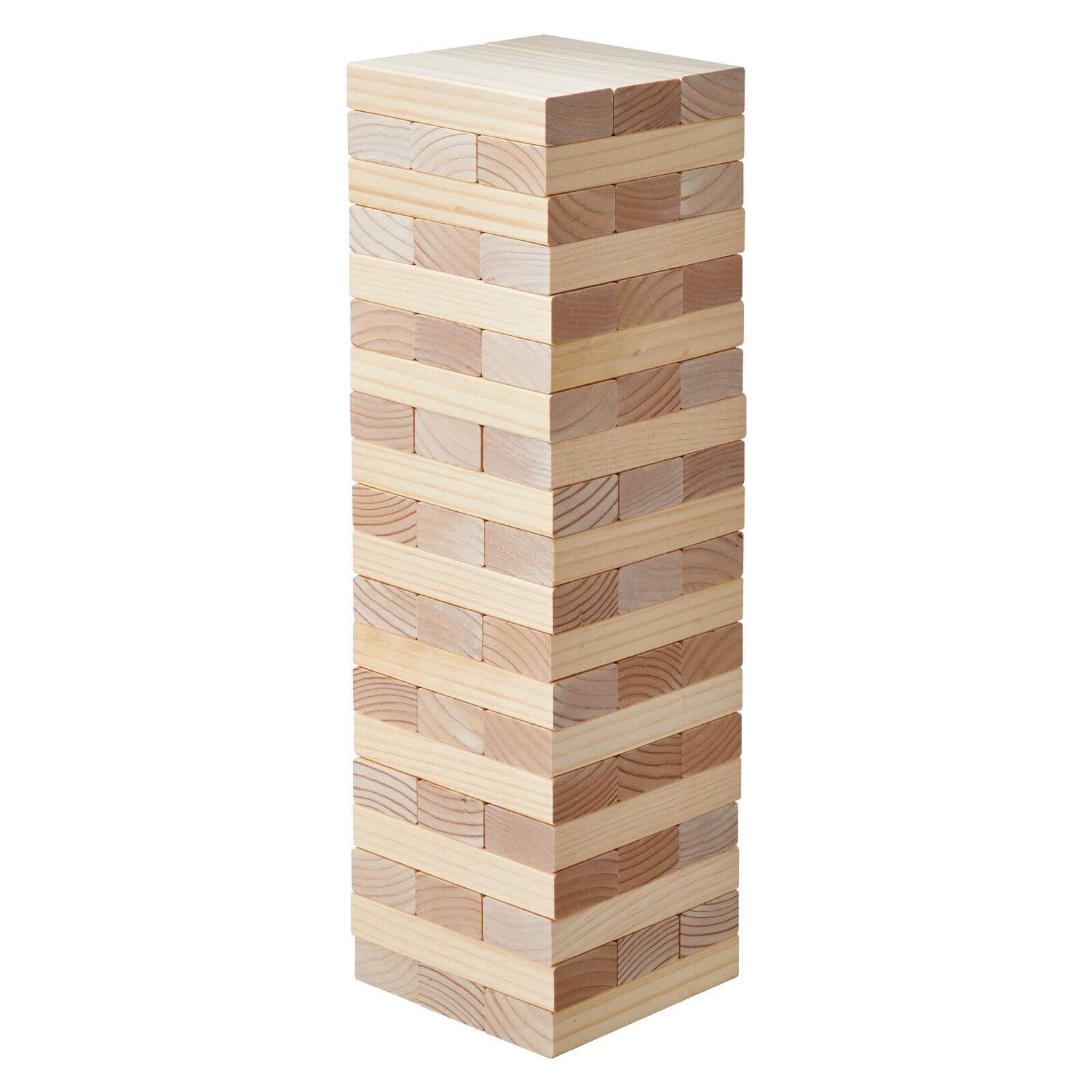 Front. HONGGE - Giant Wooden Tumbling Tower Game with Domino Blocks and Storage Bag - Natural.