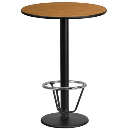 Front. Flash Furniture - Stiles 24'' Round Natural Laminate Table Top with 18'' Round Bar Height Table Base and Foot Ring - Natural.