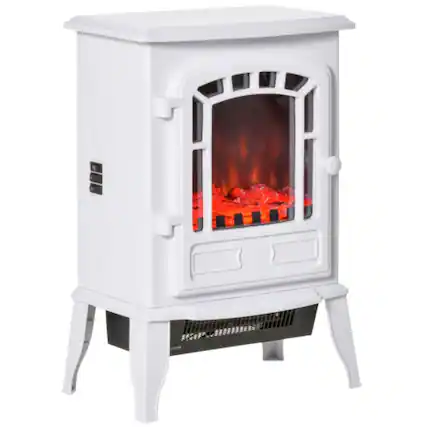 Front. MOOSOO - 18" Free Standing Electric Fireplace Stove, Fire Place Heater with Realistic Flame Effect, 750W / 1500W - White.