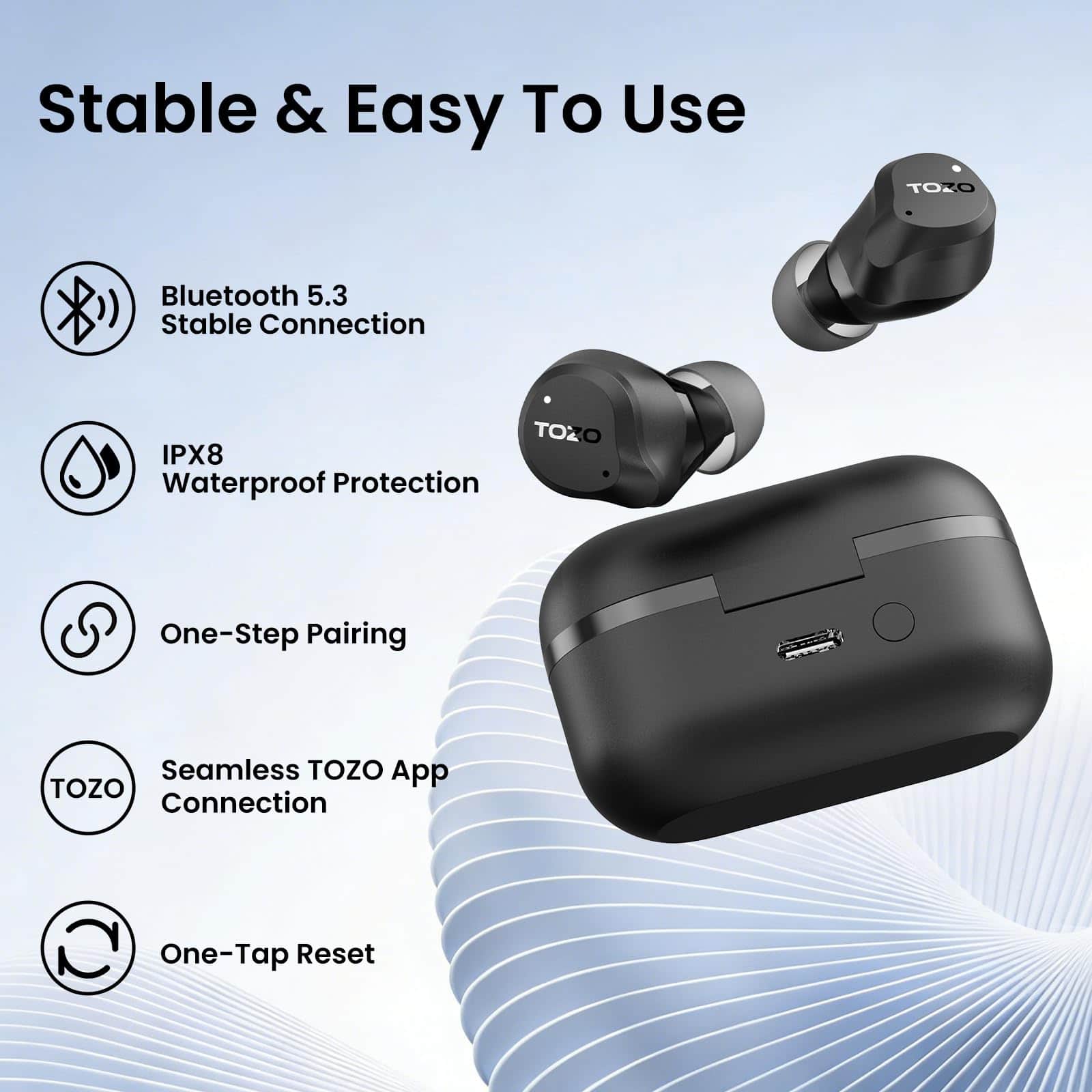 TOZO NC9 Active Noise Cancelling Bluetooth EarBud Wireless