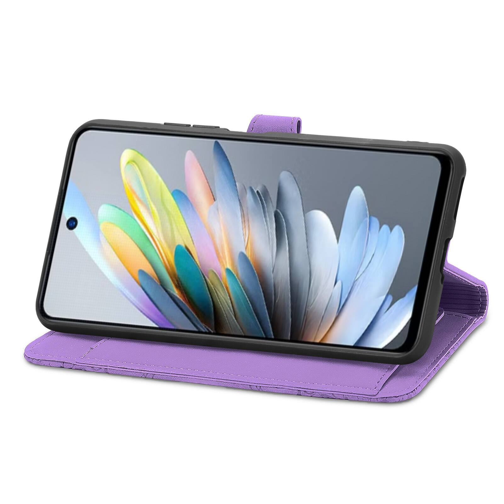 Alt View 2. Dteck - for Motorola G Power 5G (2025) Slim Wallet Case,Shockproof PU Leather Card Holder Cover with Zipper Pocket & Wrist Strap - Purple.