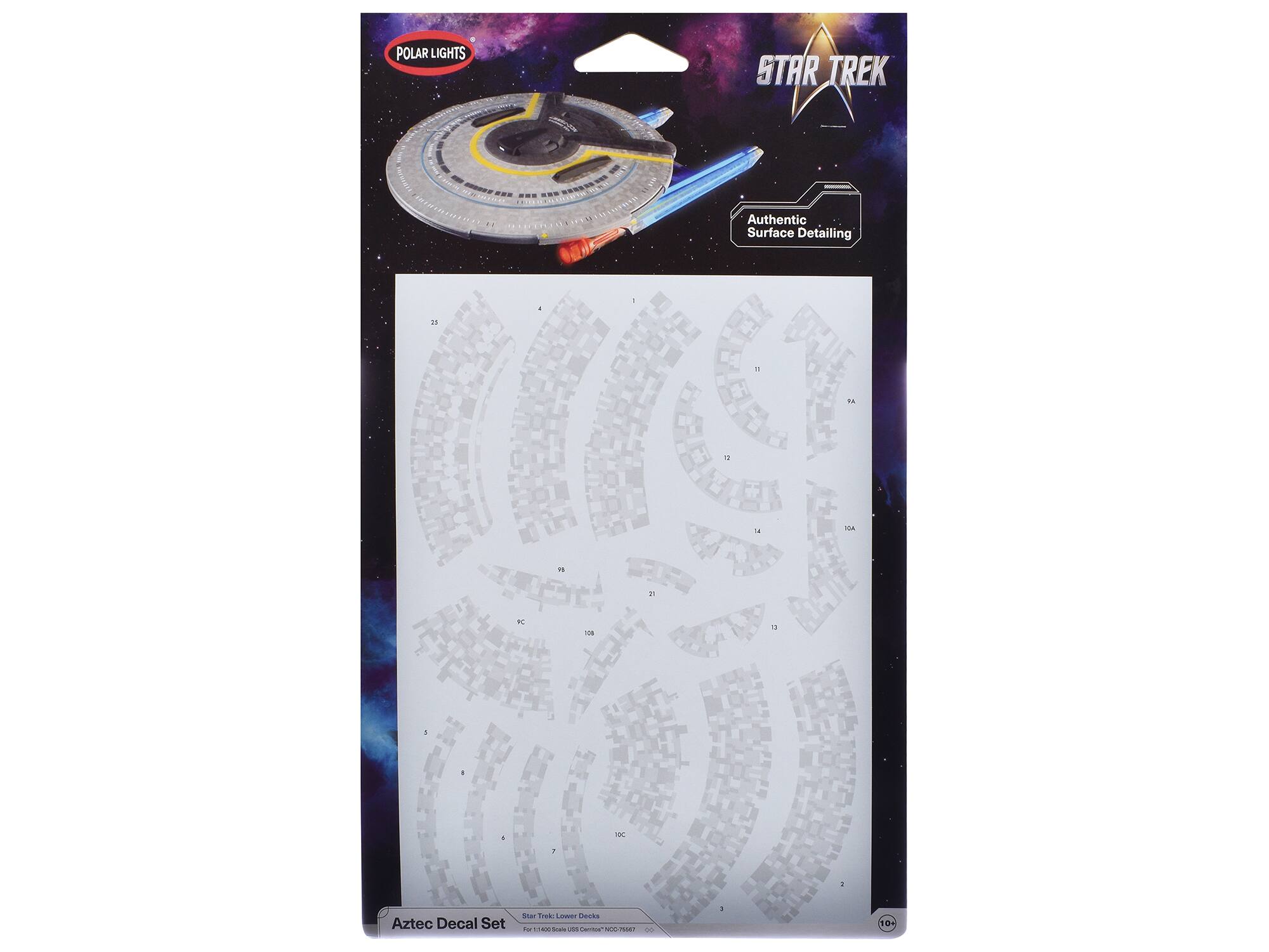 USS Cerritos NCC-75567 Aztec Decal Set "Star Trek: Lower Decks" (2020-2024) TV Series 1/1400 Scale by Polar Lights - Multicolor