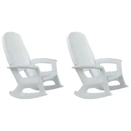 Front. Semco - Semco Rockaway Heavy Duty All Weather Outdoor Rocking Chair, White (2 Pack) - White.