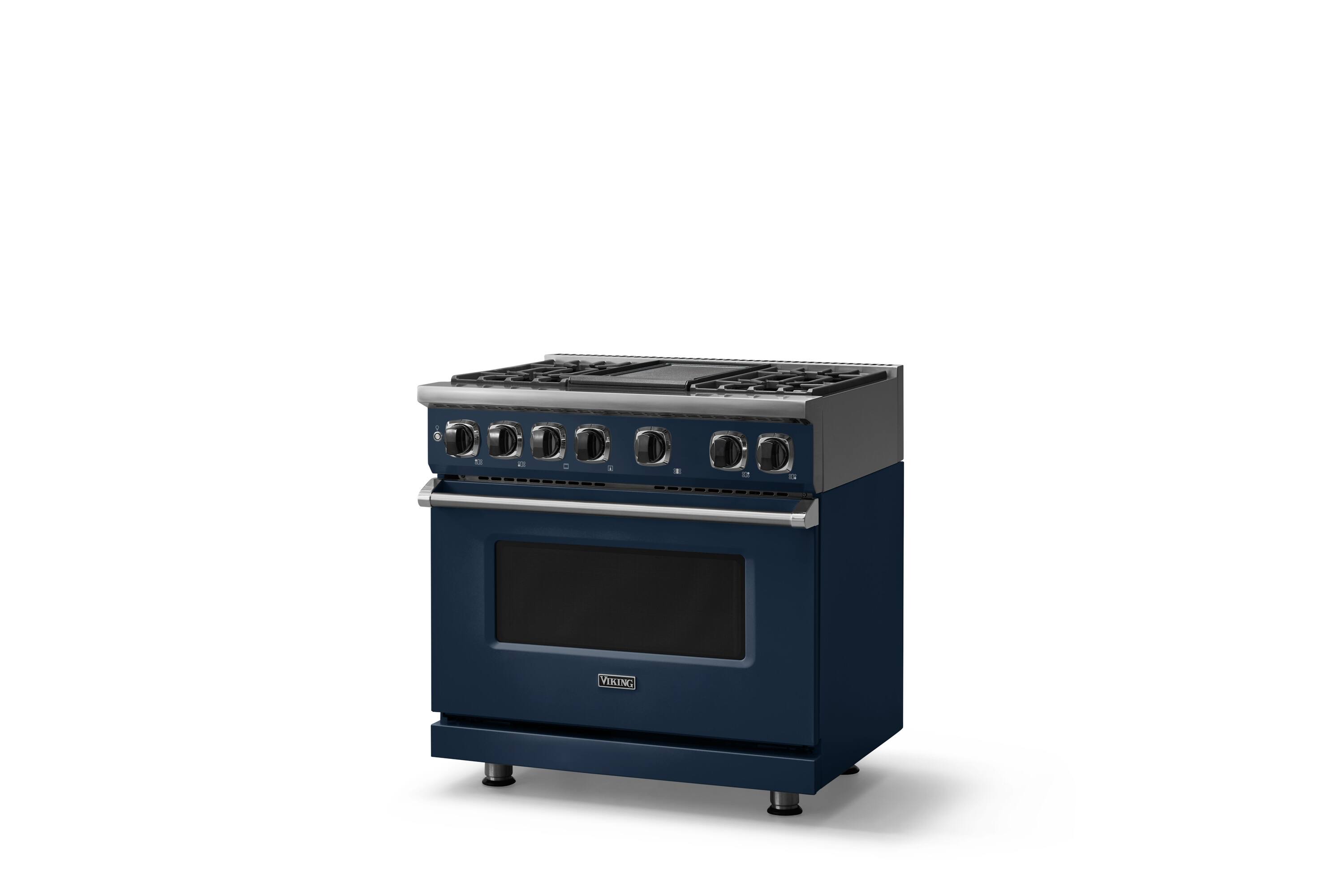 Angle. Viking - 36"W. 5.6 Cu. Ft. 7S Self-Clean Dual Fuel Range-Slate Blue - Slate Blue.