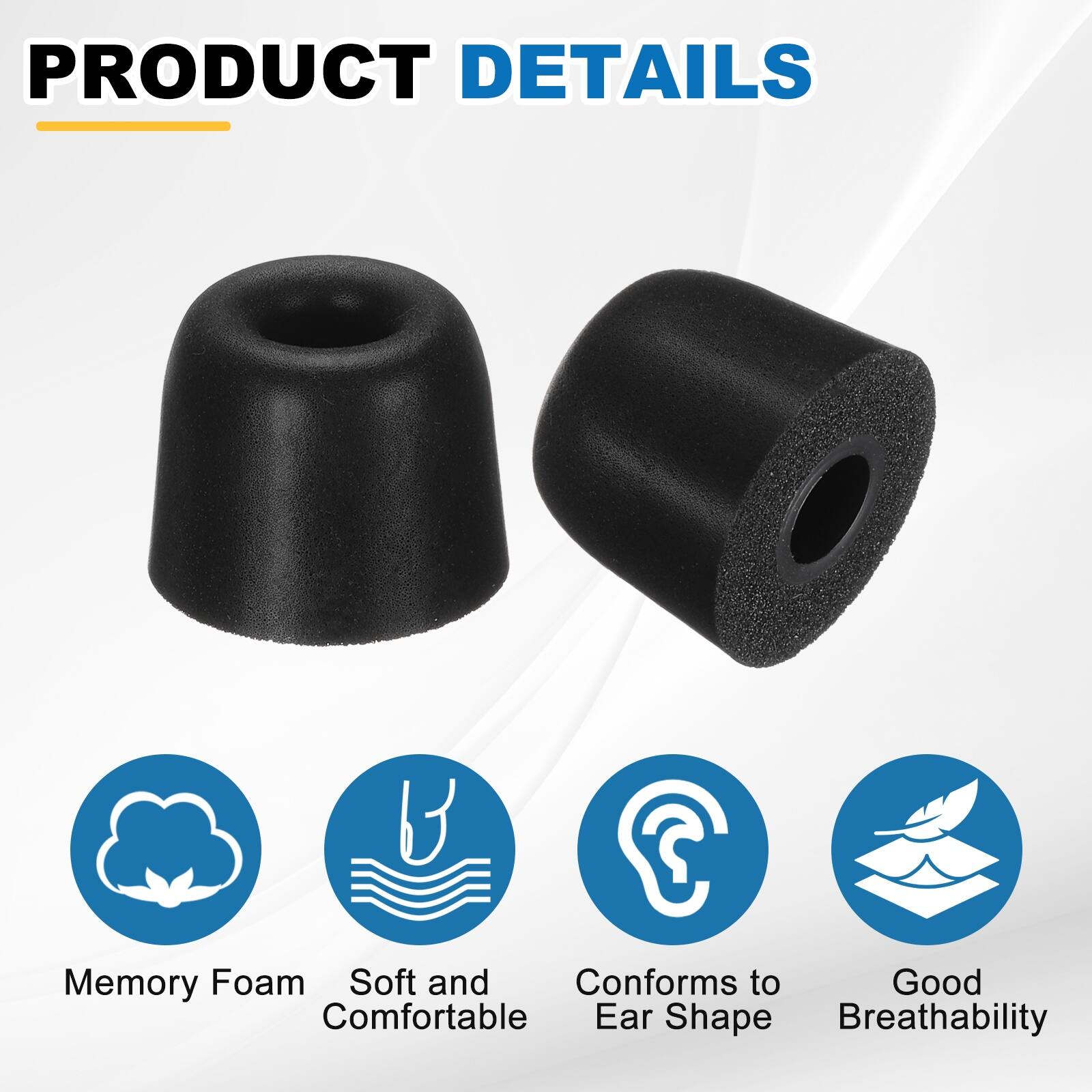 PRODUCT DETAILS

- Memory Foam
- Soft and Comfortable
- Conforms to Ear Shape
- Good Breathability