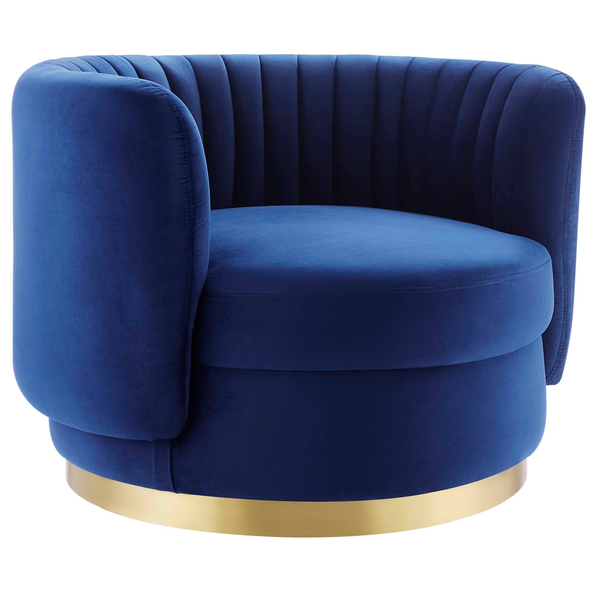 Angle. Modway - Embrace Tufted Performance Velvet Swivel Chair by Modway - Gold Navy.