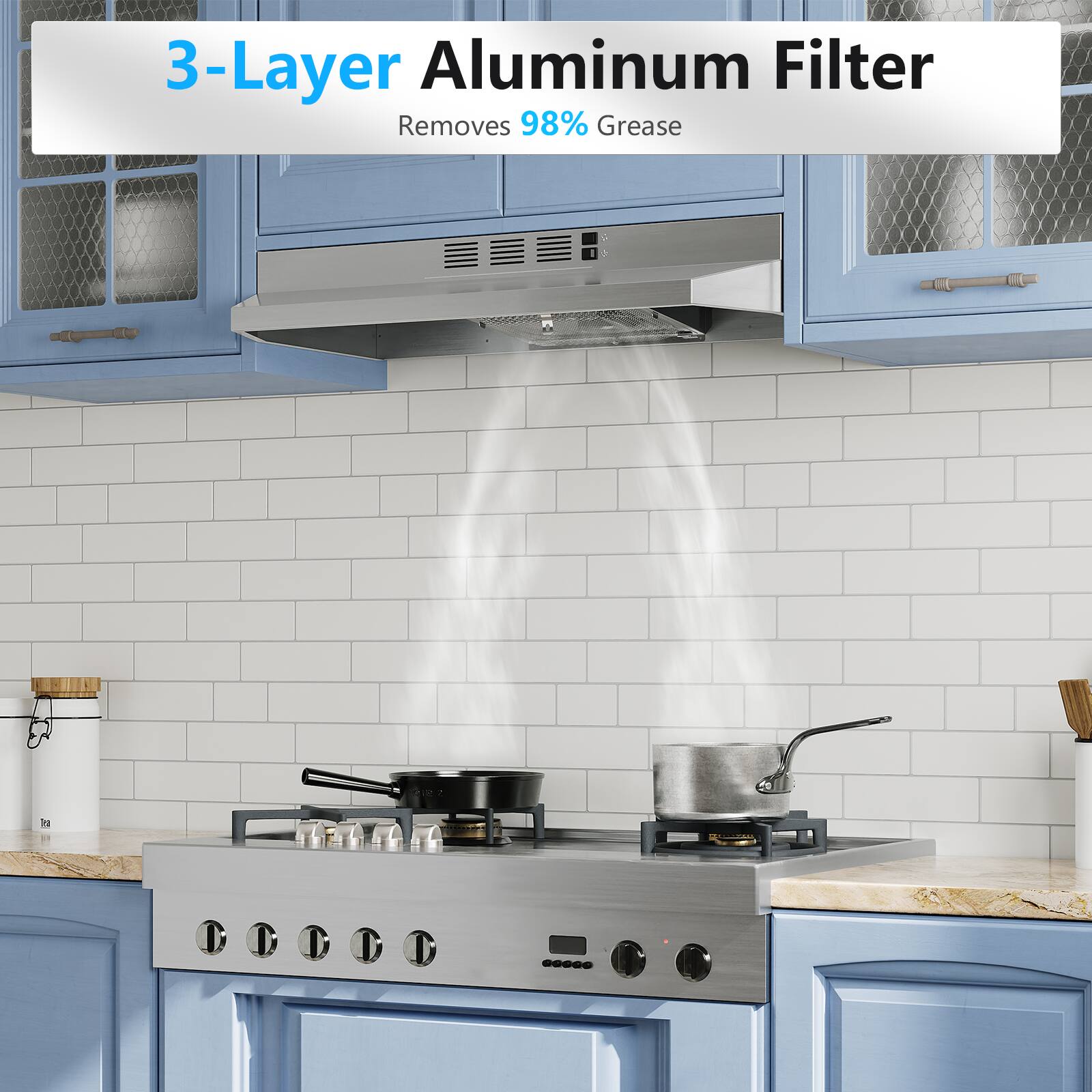 3-Layer Aluminum Filter Removes 98% Grease