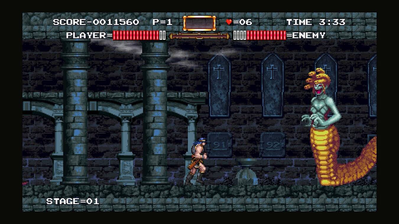 SCORE-0011560 P=1 PLAYER= = 06 TIME 3:33 =ENEMY 91 92 STAGE=01 =