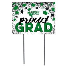 Jardine - North Texas Mean Green 18" x 24" Proud Grad Yard Sign - White