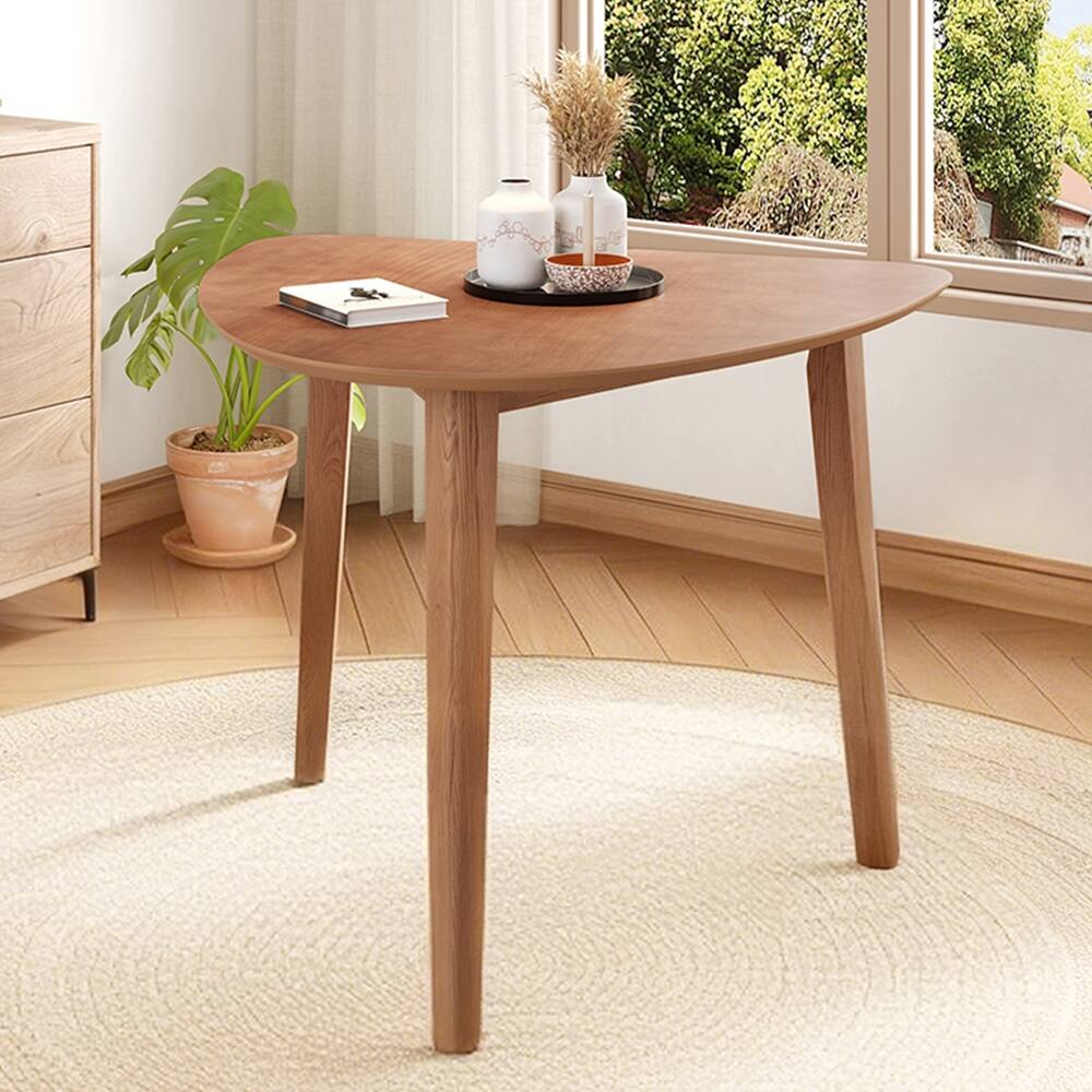Angle. Loheer - Loheer Triangular Wood Table 36" Modern Space-Saving Geometric Side Table Light Brown Finish for Living Room Small Space - Light Brown.