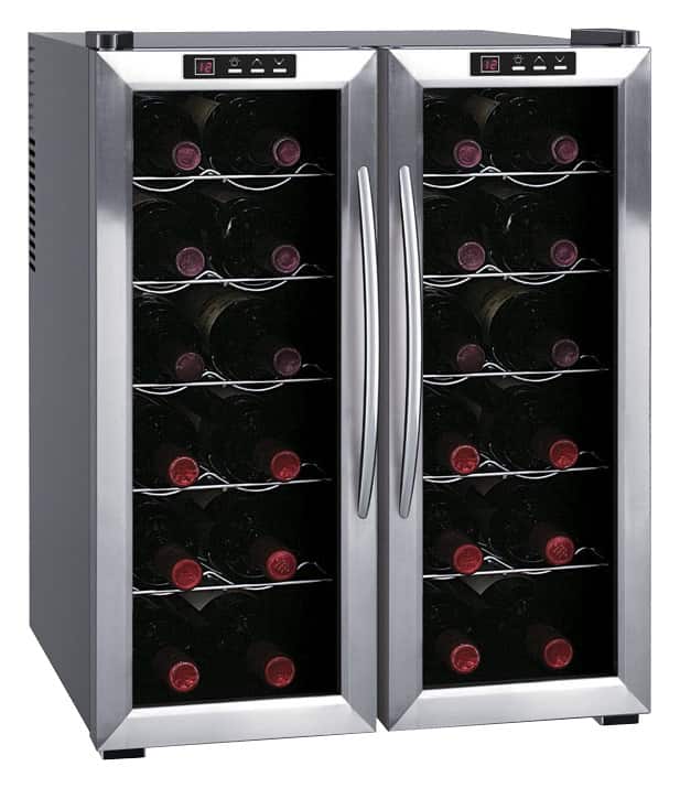 SPT - 24-Bottle Wine Cooler - Stainless Steel/Black - Larger Front