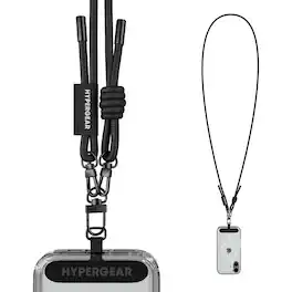 HyperGear - TECHcessories Braided Rope Universal Crossbody Phone Strap - Black