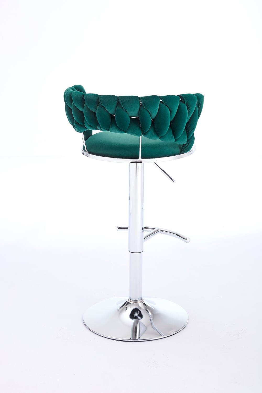 Left. SlickBlue - Modern Adjustable Bar Stools – Set of 2 Velvet Swivel Chairs with Chrome Legs - Green.