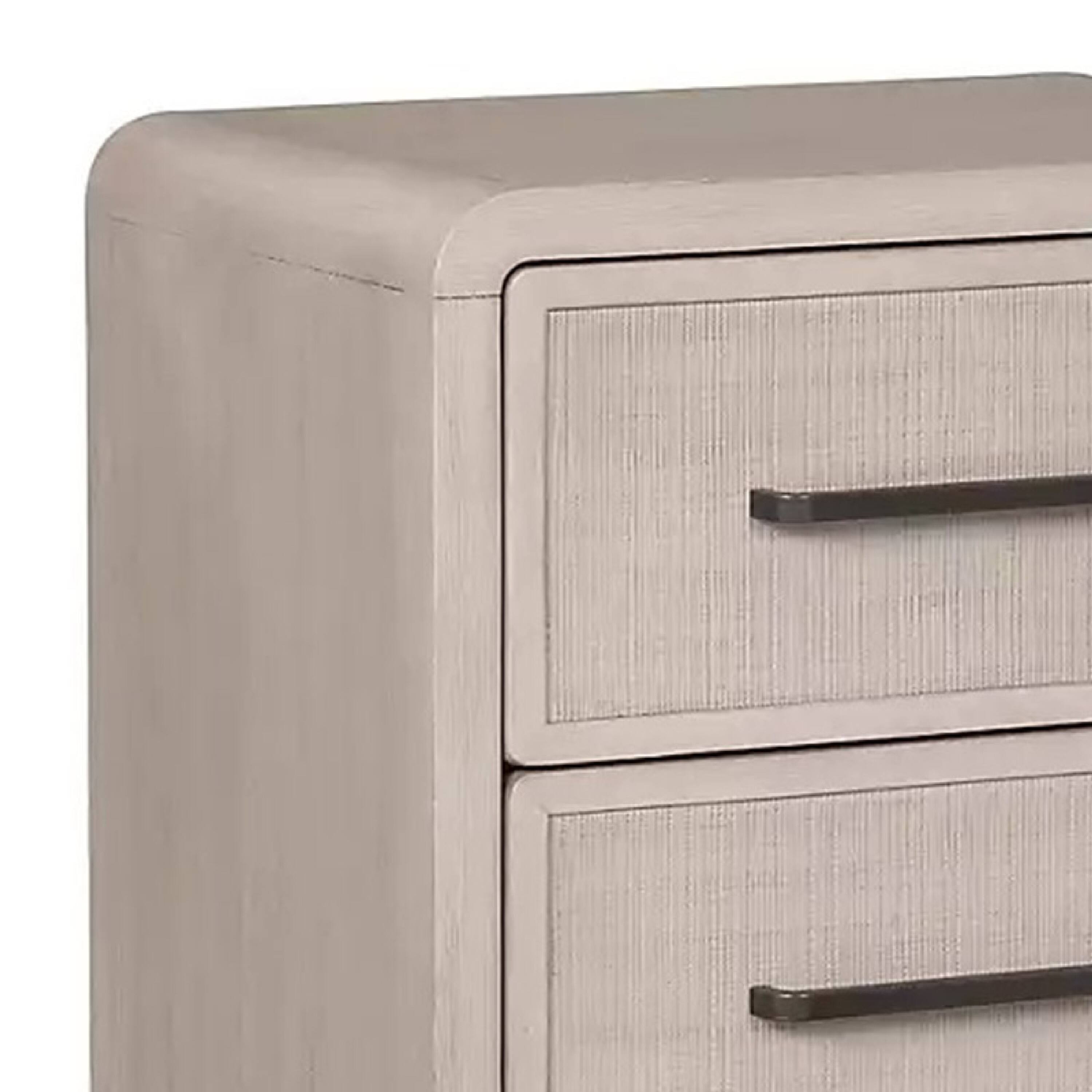 Left. Manhattan Lane - Giva Nightstand, 2 Drawers, USB A-C, Finish, 24 Inch - Natural Oak Beige Brown.