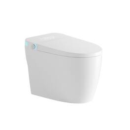 Ecooso - Tankless Smart Toilet,Bidet Built In, One-piece, Auto Flush,Warm Water and Dry, Adjustable Temp,Remote Control Side Know - White