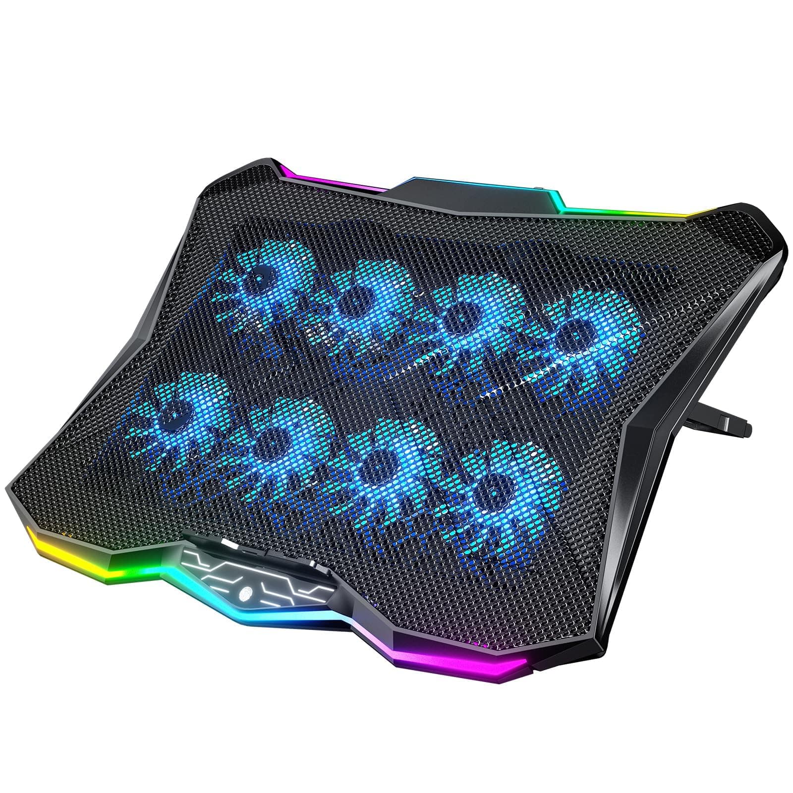 HongFei - Gaming Laptop Cooling Pad with 8 Fans, RGB Lighting, 7 Height Slots, 2 USB Ports for 15.6-17.3" Notebooks - RGBLight