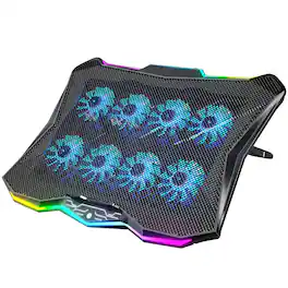 HongFei - Gaming Laptop Cooling Pad with 8 Fans, RGB Lighting, 7 Height Slots, 2 USB Ports for 15.6-17.3" Notebooks - RGBLight