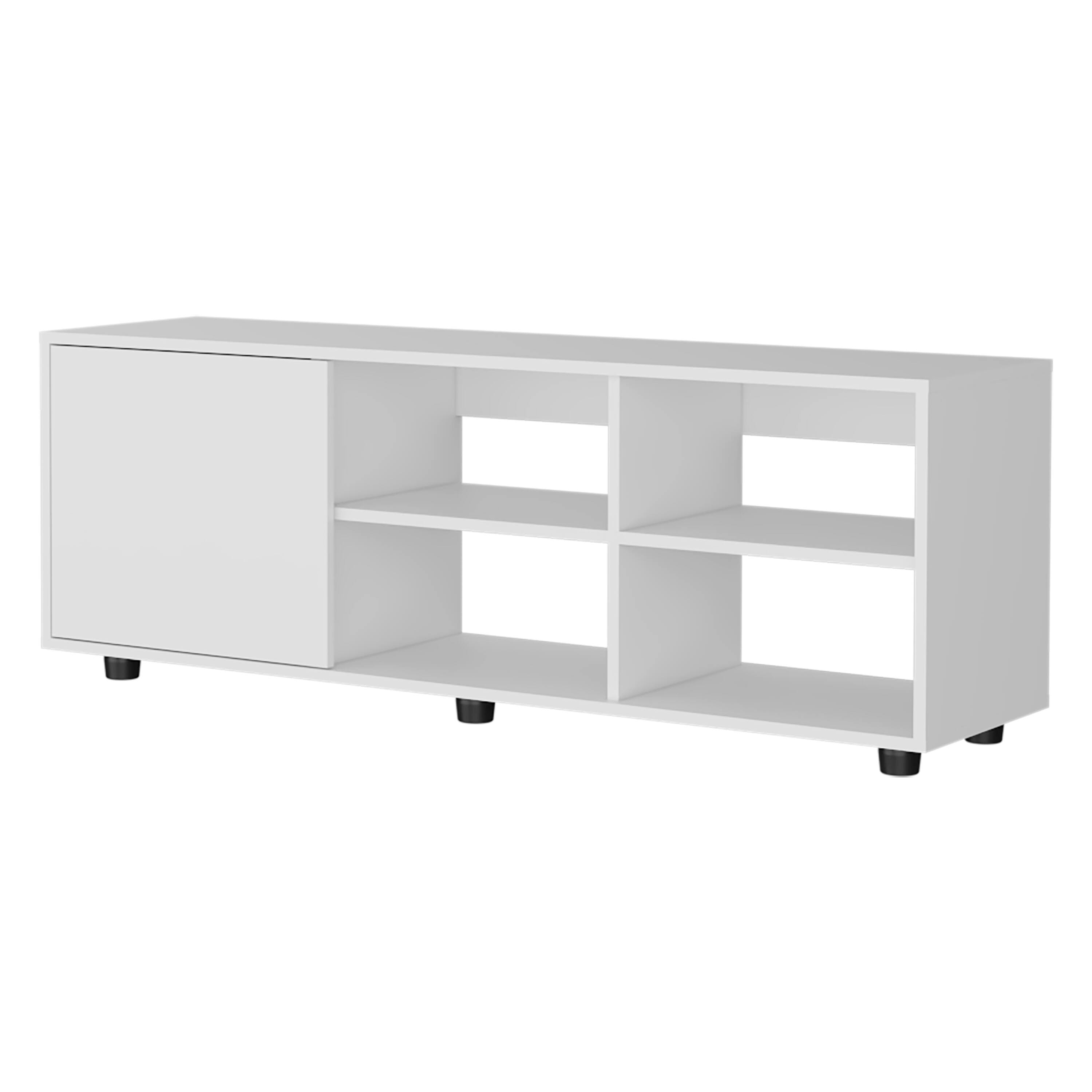 Angle. Spaco - Spaco 51" TV Stand for TVs up to 50", Media Cabinet with Door, Open Storage, Scratch Resistant Surface, for Living Room - White.