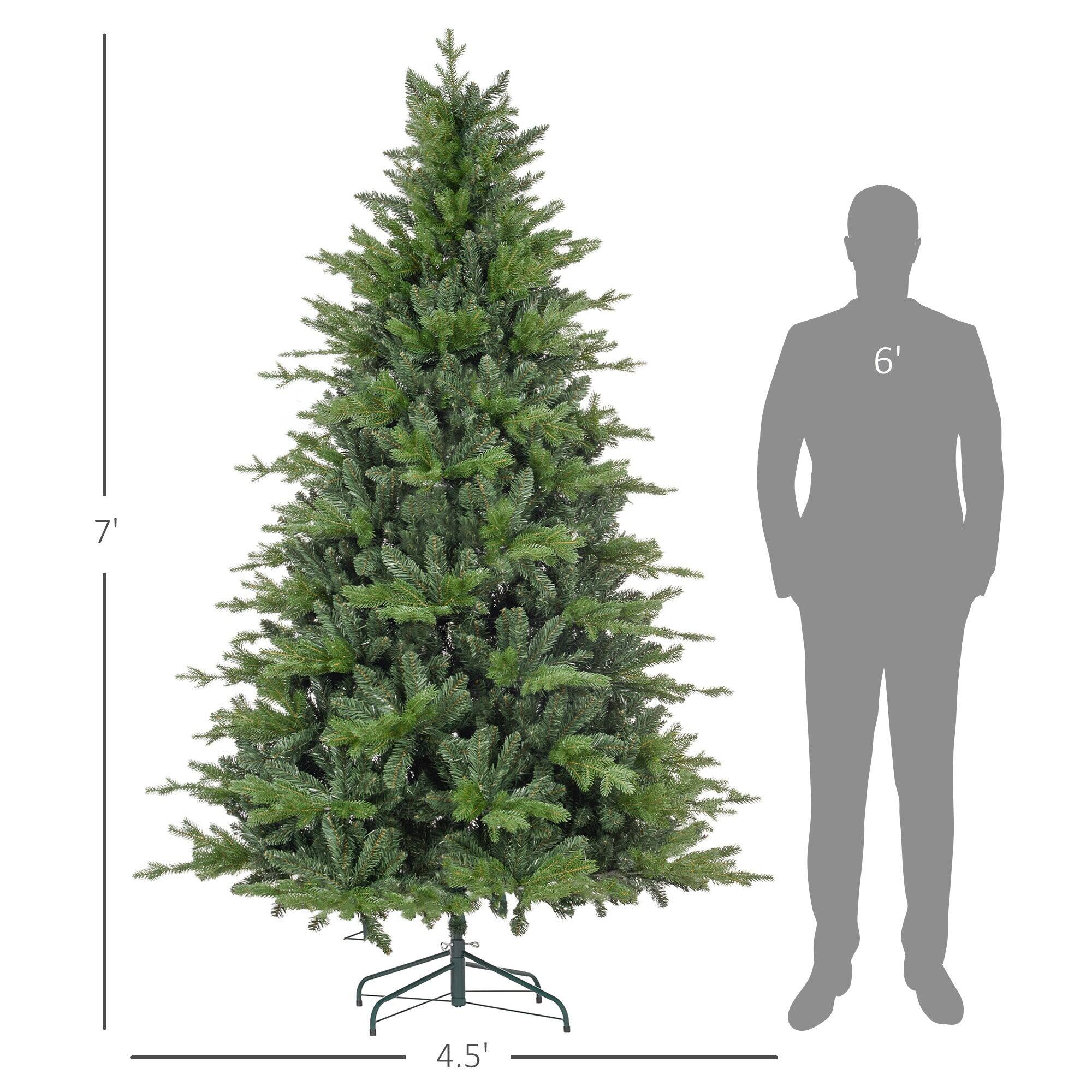 Left. BreeBe - 7ft Artificial Christmas Tree with 2445 Tips - Green.