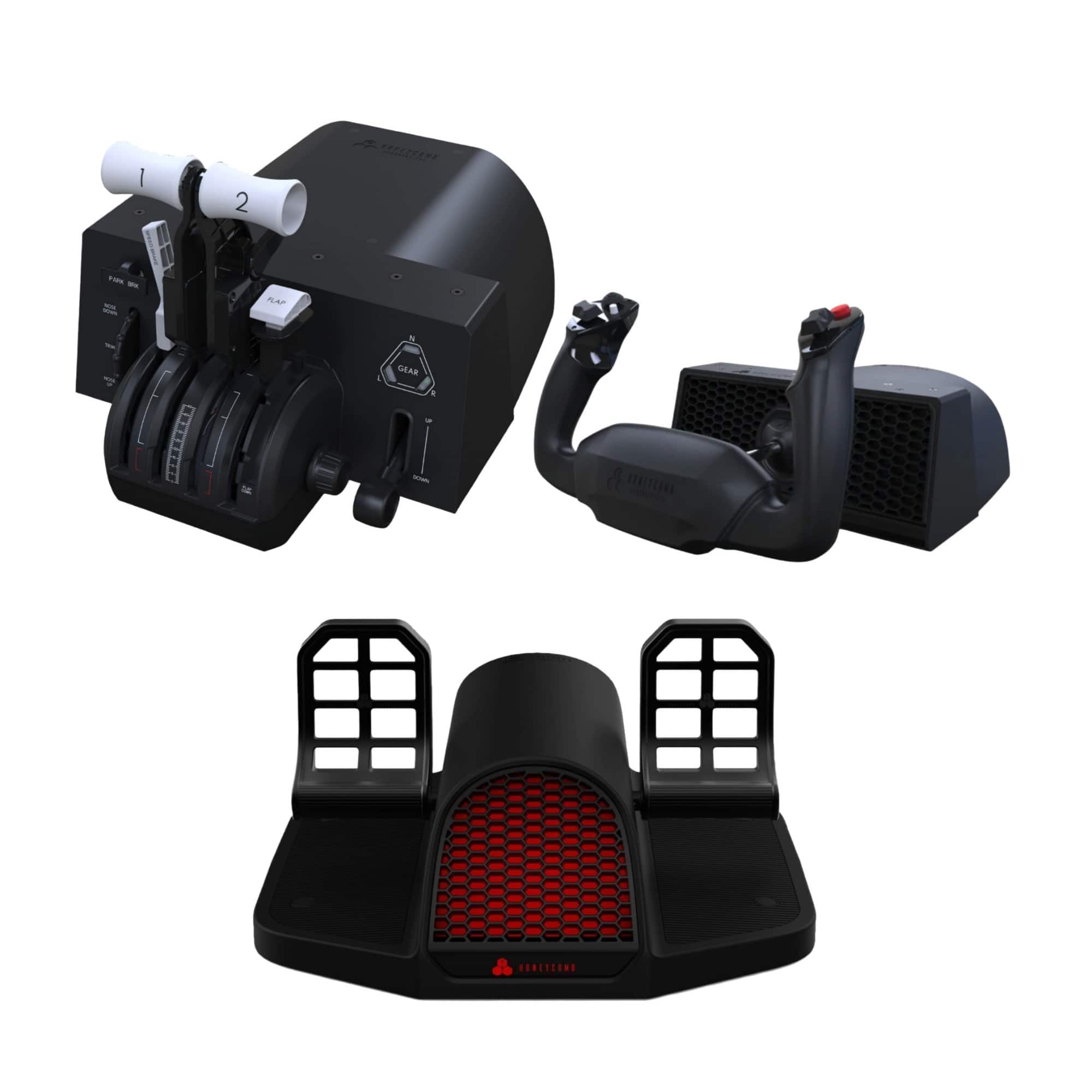 Honeycomb Aeronautical - PC Flight Simulator Complete Set (Yoke, Throttle, Pedals) - Black
