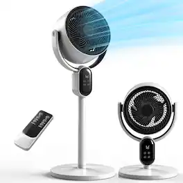 Winado - 33 inch Air Circulator Fan, Floor Standing Fan, 120°+ 90° Oscillating Fan, 2-in-1 Pedestal & Tabletop Fan with 3 Speeds - Black & White