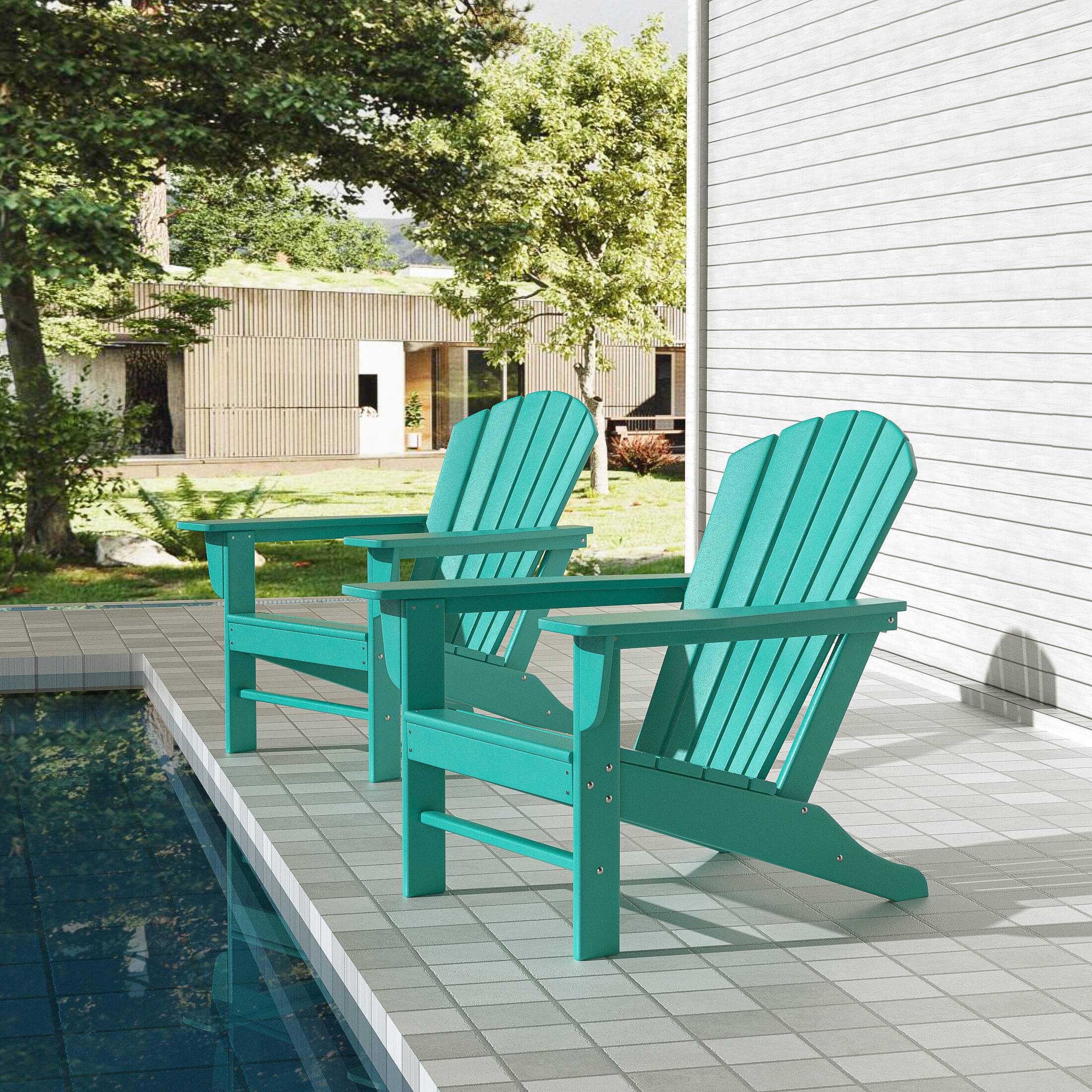 Angle. WestinTrends - WestinTrends Dylan Outdoor Adirondack Chair (Set of 2) - Turquoise.