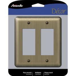 AMERELLE - Devon Brushed 2 gang Stamped Steel Decorator Wall Plate 1 pk - Brass