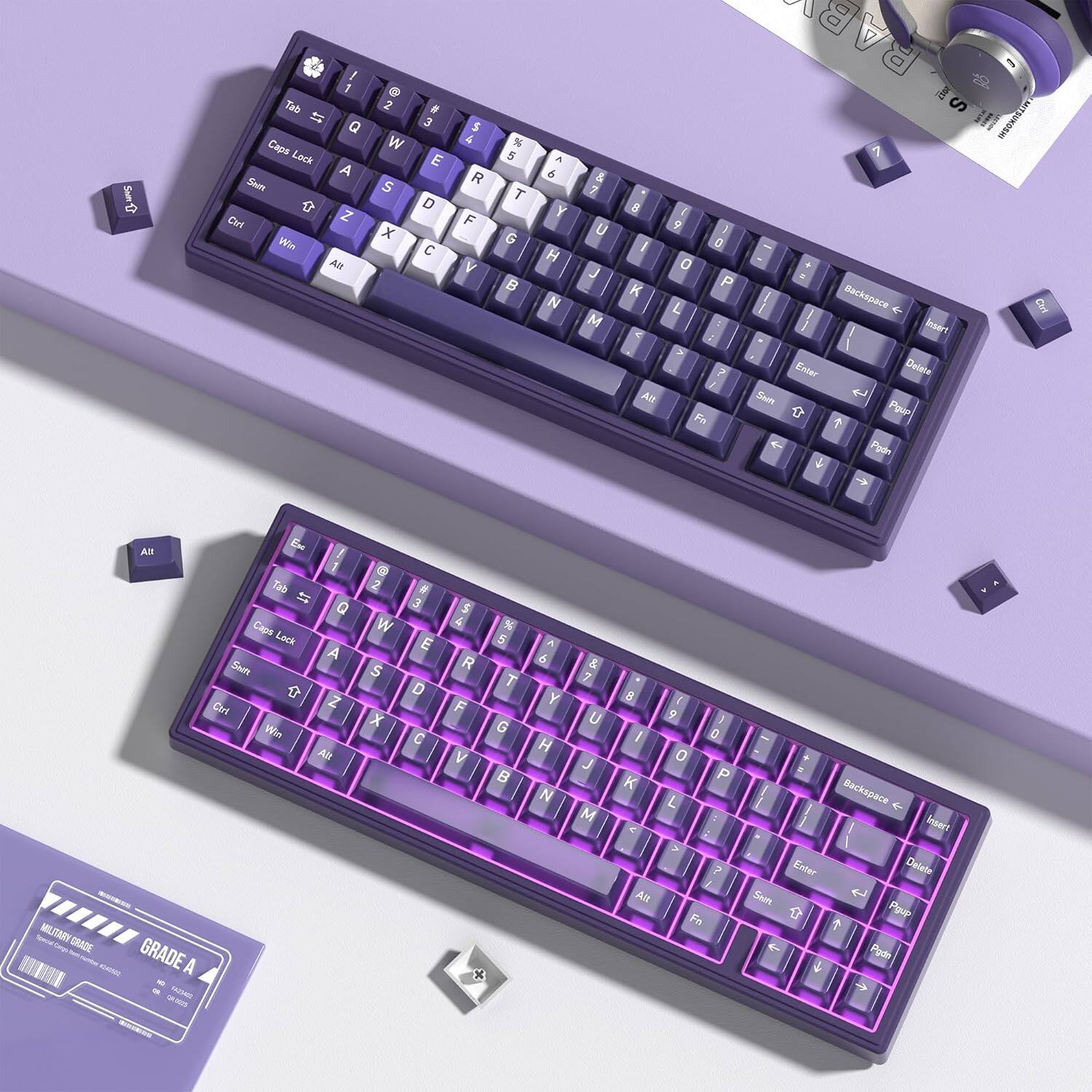 Meyさん専用 Womier PBT Keycaps,Cherry Profile Custom Key caps Set, for 60% 65