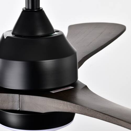 Alt View 7. LUCKY ONE - 52" Ceiling Fan with Light Remote 3 Wood Blades 6-Speed DC Motor - Matte Black.