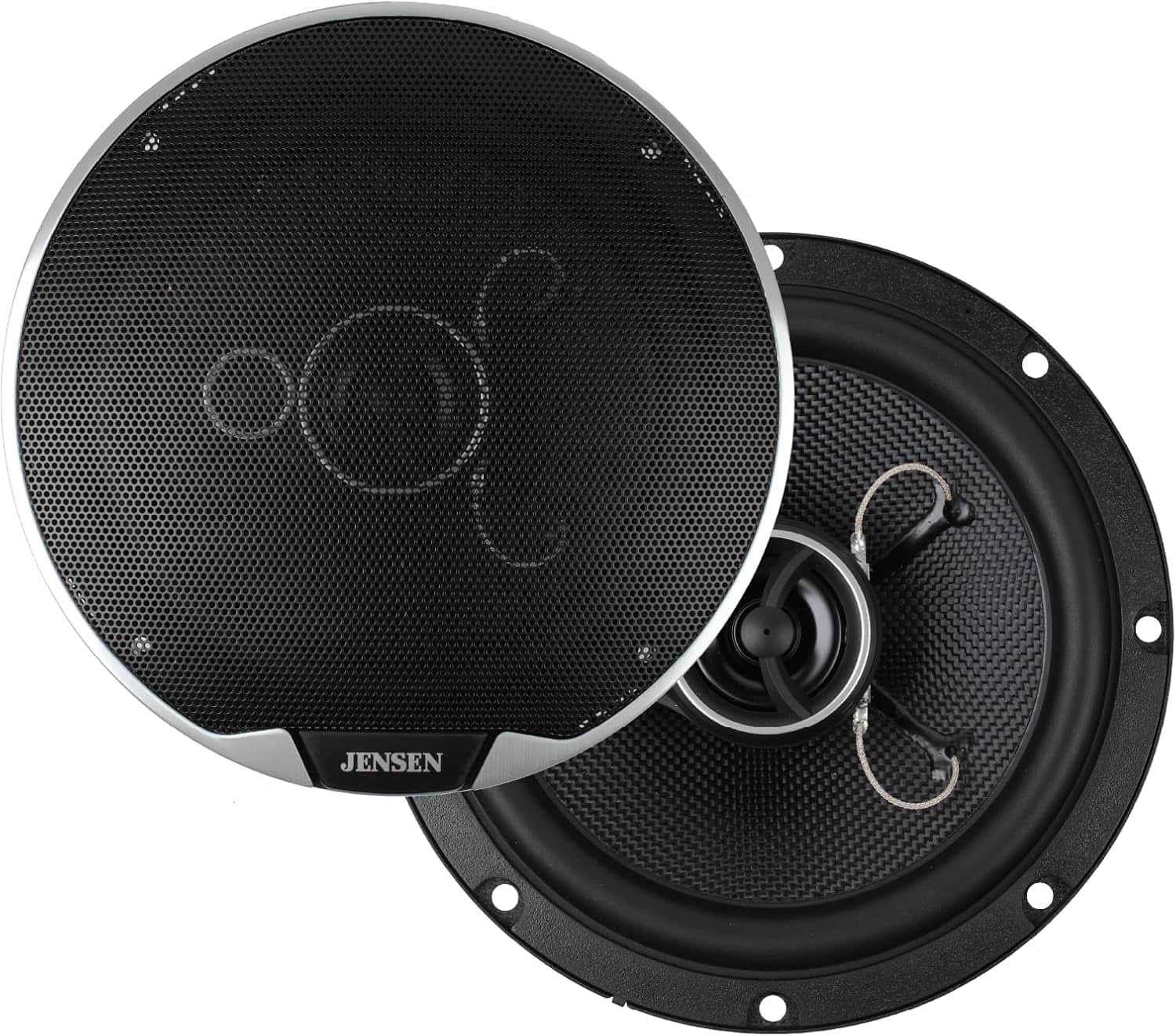 Jensen - APEX Power Series 6.5" 3-Way Premium Aramid Fiber Car Speakers (Pair) | 250 Watts Peak Power (60W RMS) Per Speaker - Black