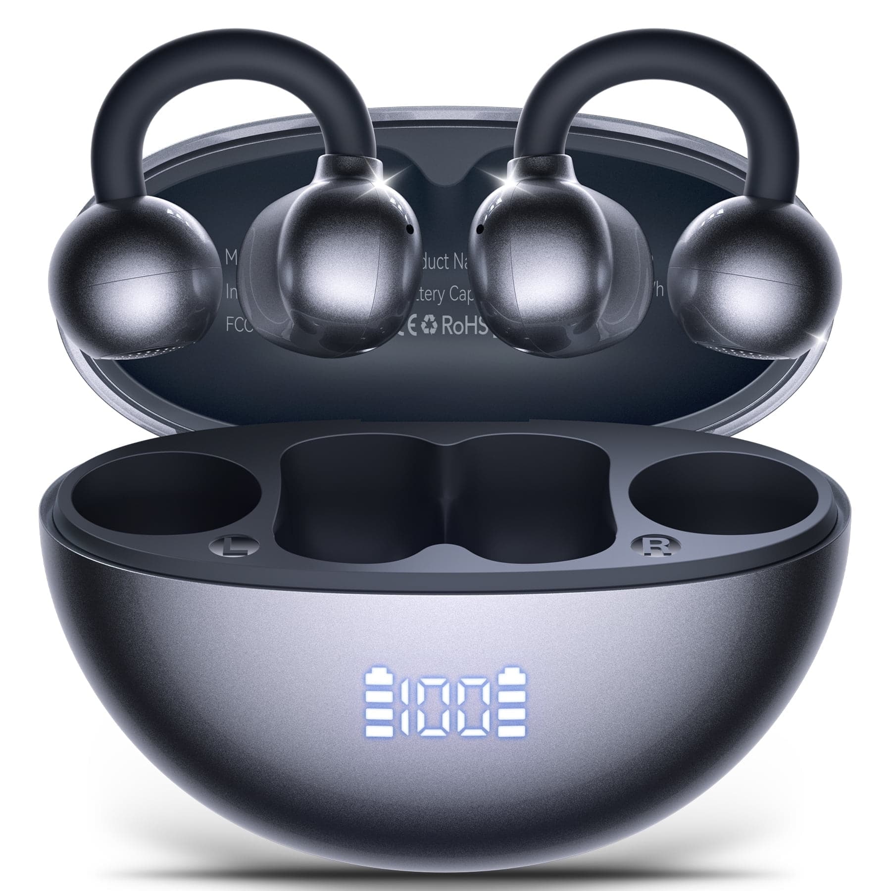 VEAT00L - Wireless Charging Bluetooth Earbuds, Hi-Fi Stereo, Touch, IPX Waterproof, Mic – iPhone, Samsung & Android - Black