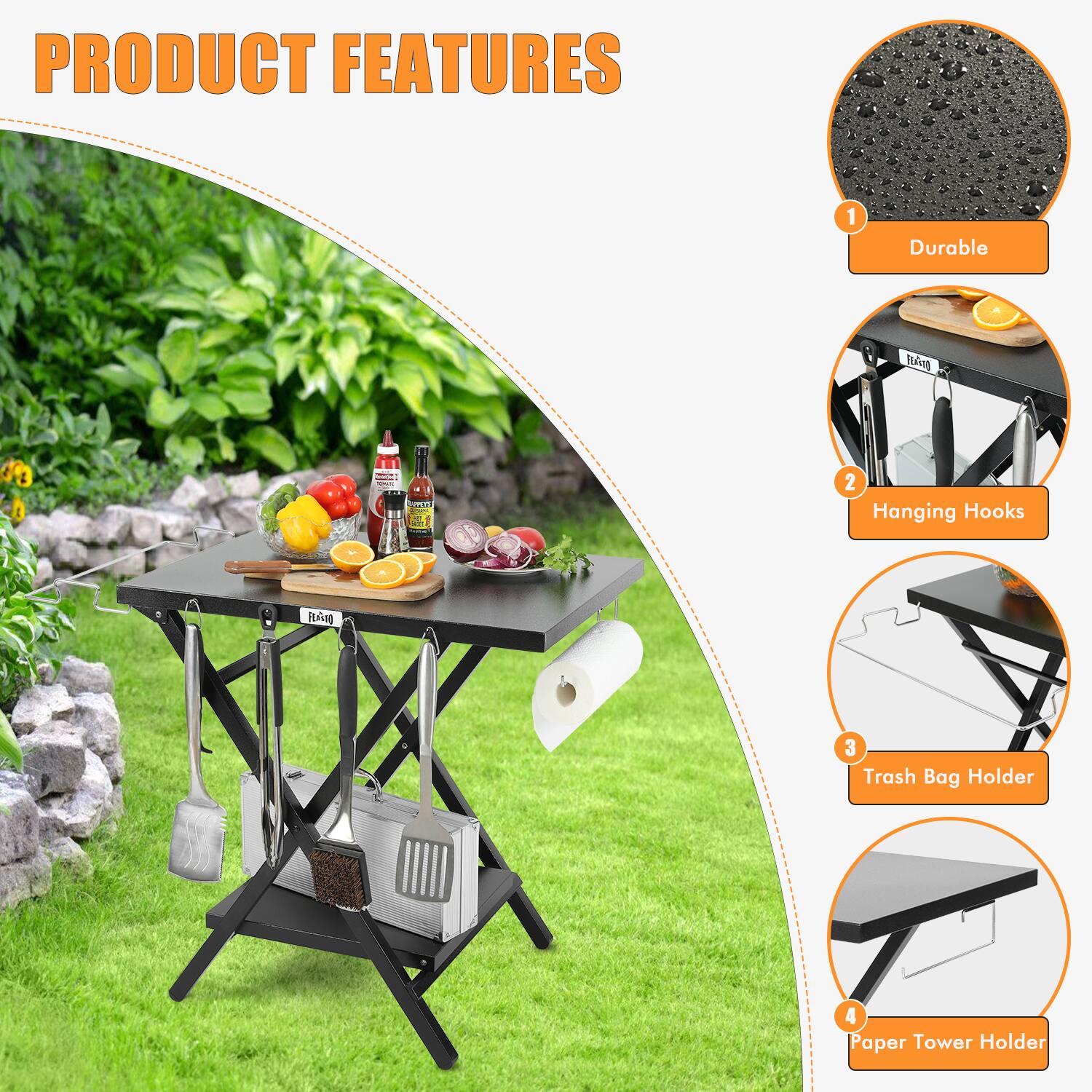 PRODUCT FEATURES

1. Durable
2. Hanging Hooks
3. Trash Bag Holder
4. Paper Tower Holder