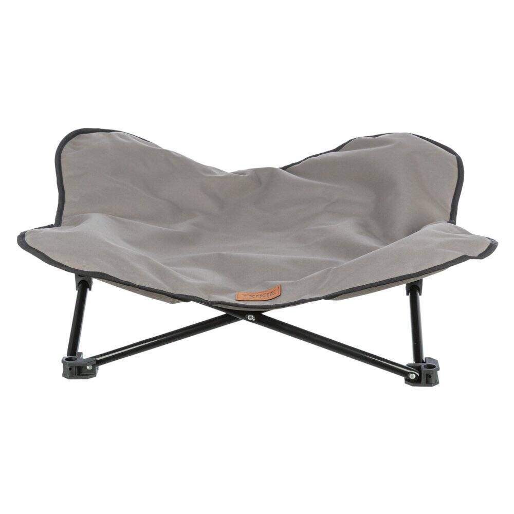 Front. TRIXIE - Elevated Camping Cot, Folding Dog Bed, Raised Travel Lounger - Gray.