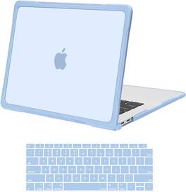 mosiso - Case for MacBook Air 13 inch Case M1 A2337 A2179 A1932 2021-2018, Crack Resistant Cover with TPU Bumper & Keyboard Cover - Air Blue