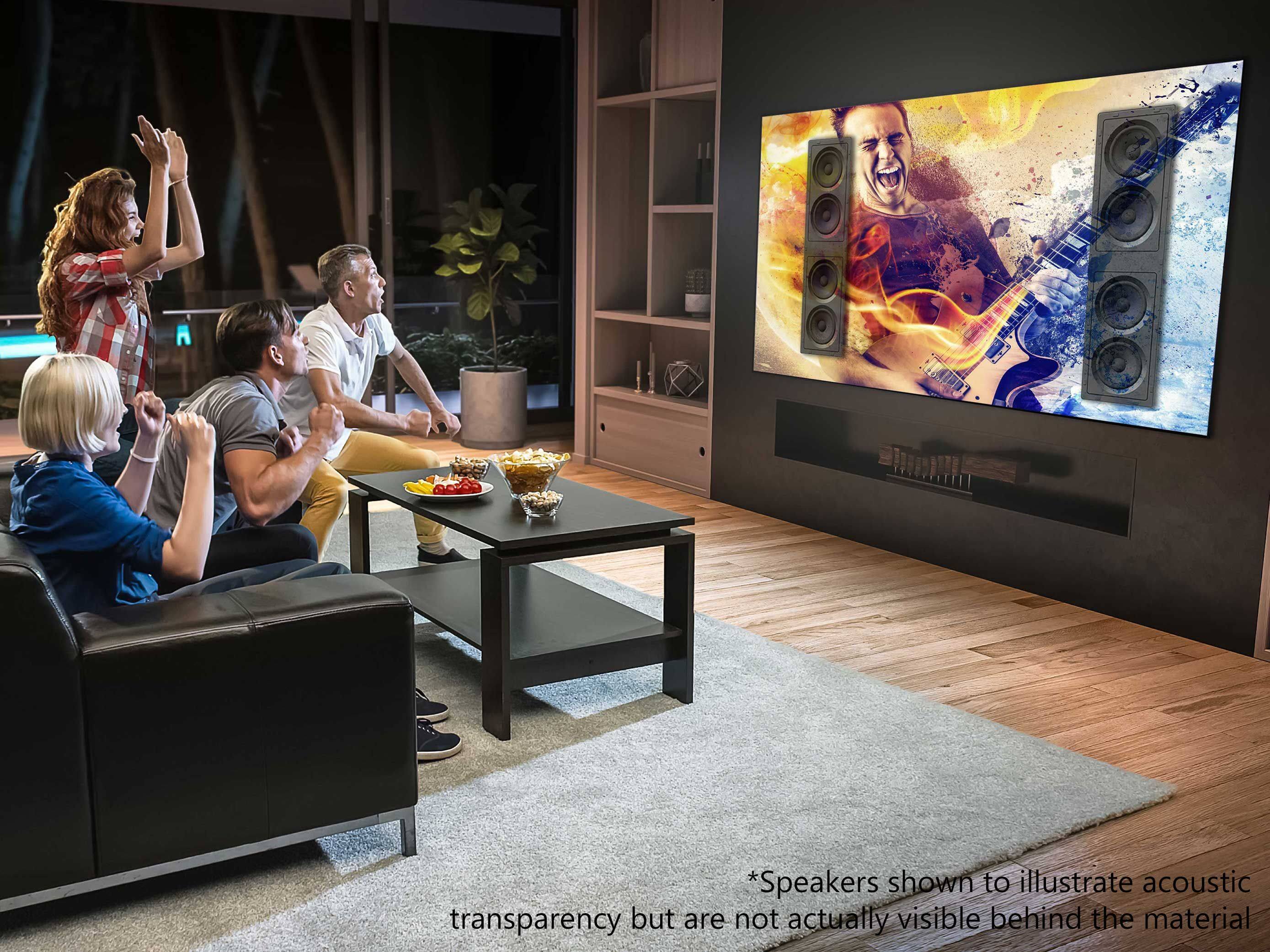 *Speakers shown to illustrate acoustic transparency but are not actually visible behind the material
