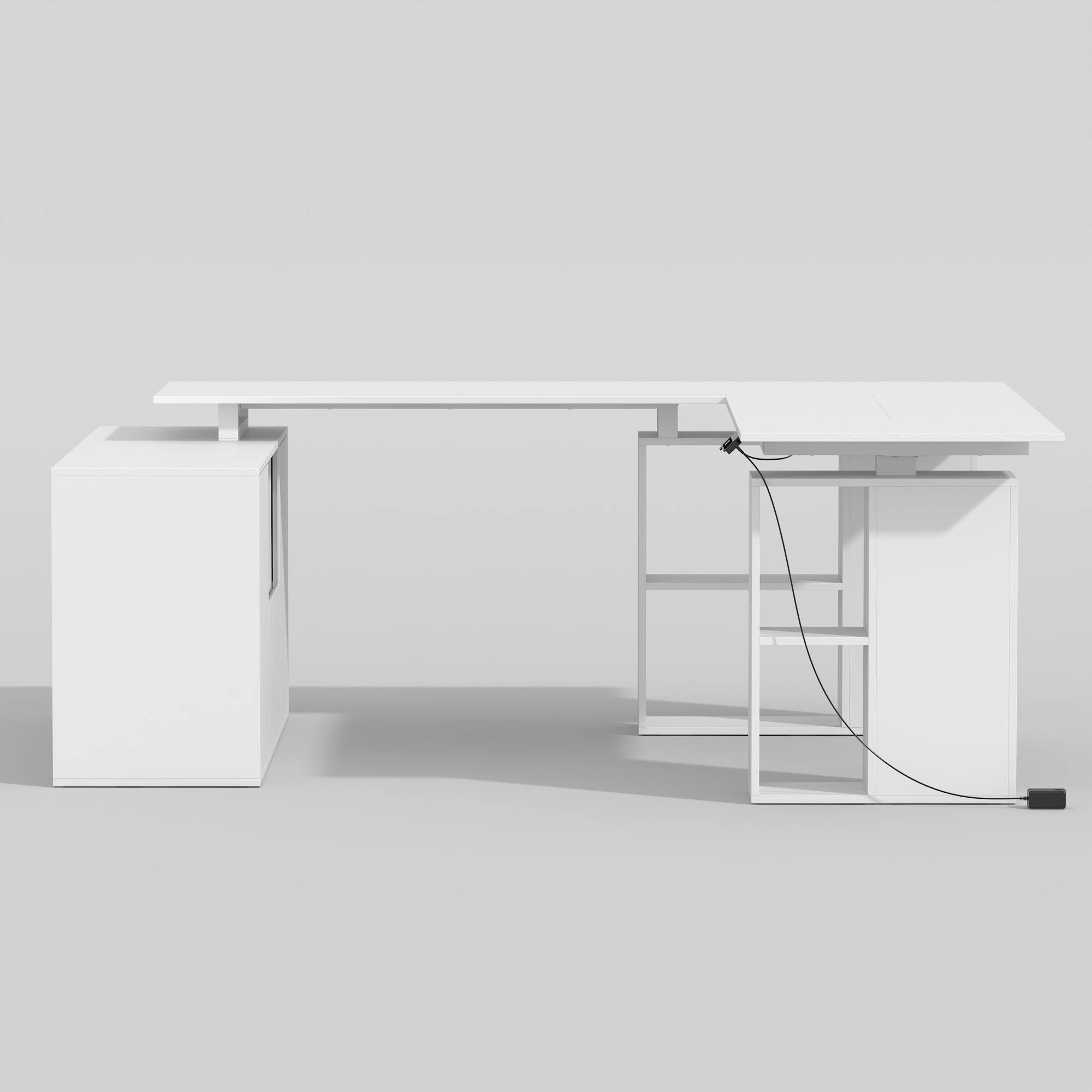 Alt View 7. Famapy - Famapy L - Shaped Electric Standing Desk: Adjustable, Modular & Organized Home Office Desk - White.