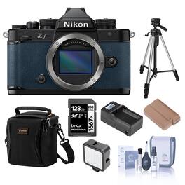 Bundle - Nikon - Z f Mirrorless Camera, Blue, with 128GB Memory Card, Shoulder Bag, EN-EL15c Battery, Smart Charger Plate,