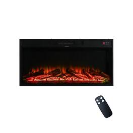 Mondawe - 36" Recessed Electric Fireplace with 12 Flame Colors, 750W/1500W Heater, Remote Control and Timer - Black