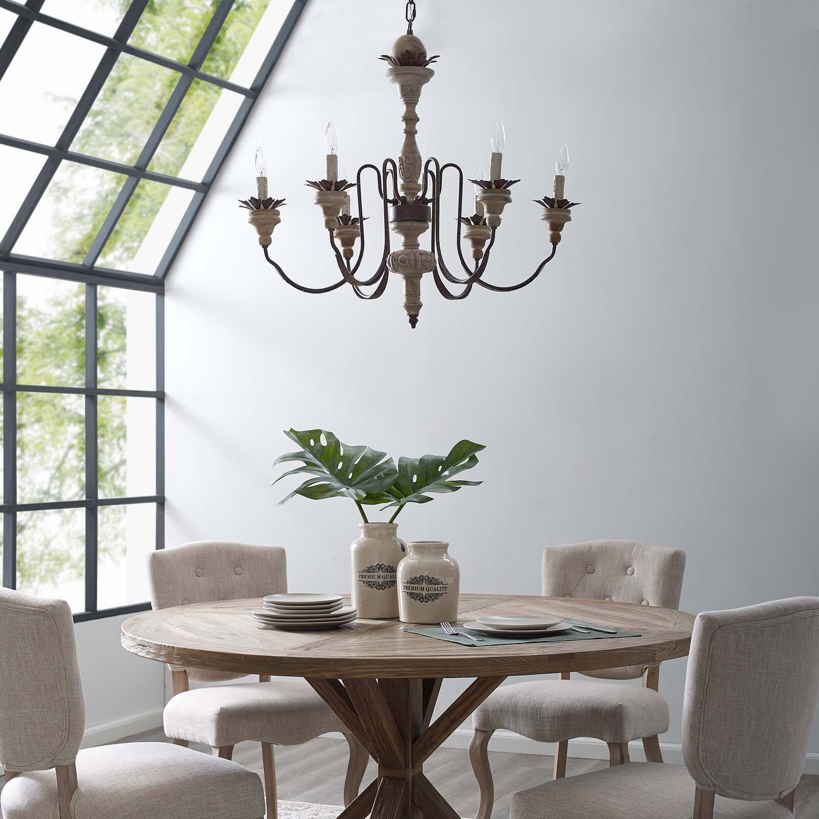 Front. Modway - Bountiful Vintage French Pendant Ceiling Light Candelabra Chandelier by Modway - Black.