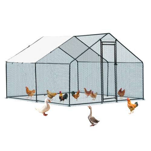 Alt View 10. Winado - 13x10FT Large Metal Poultry Cage for Chicken Run, Walk-in Chicken Pen with Waterproof Cover for Garden Outdoor Yard - Black.