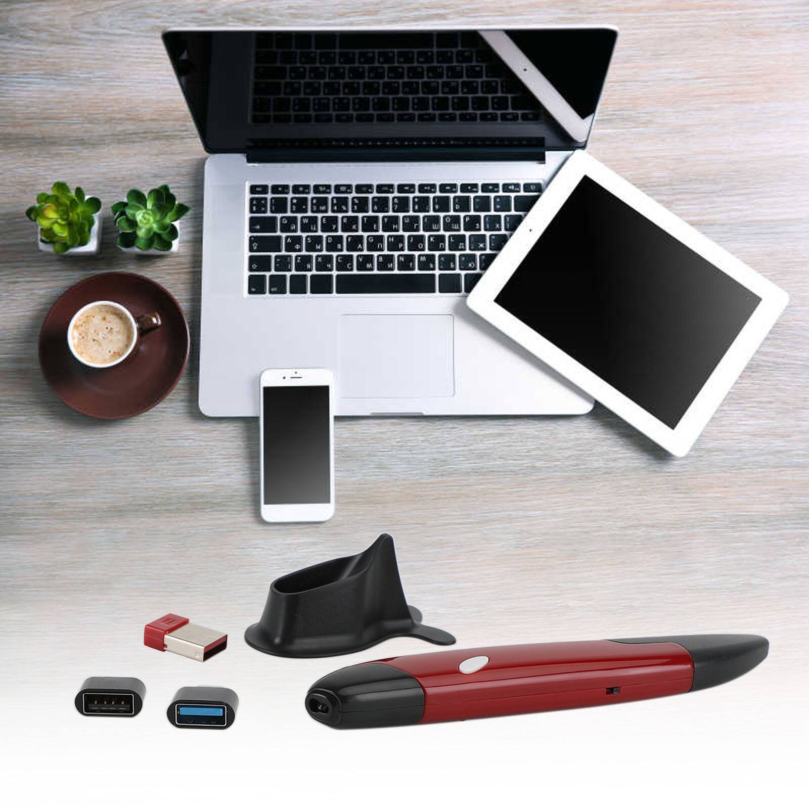 Alt View 1. Topteng - 2.4G Wireless Pen Mouse with OTG Adapter - Portable Trackball Design, Adjustable DPI, for Laptop/PC/Phone/Tablet - Red.