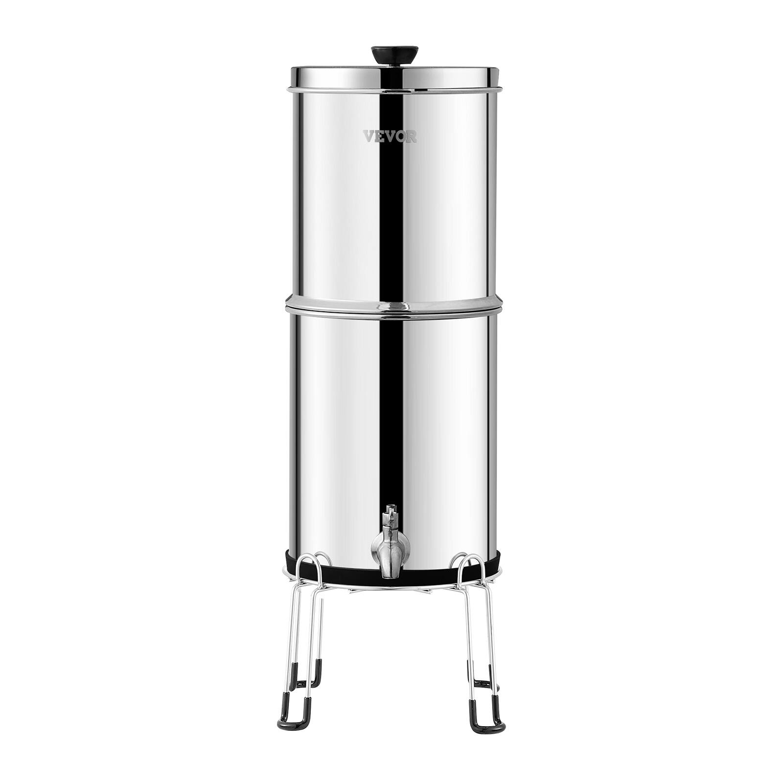 Alt View 5. VEVOR - Gravity-fed Water Filter System, 2.25G 304 Stainless-Steel Countertop Water Filtration System - Silver.