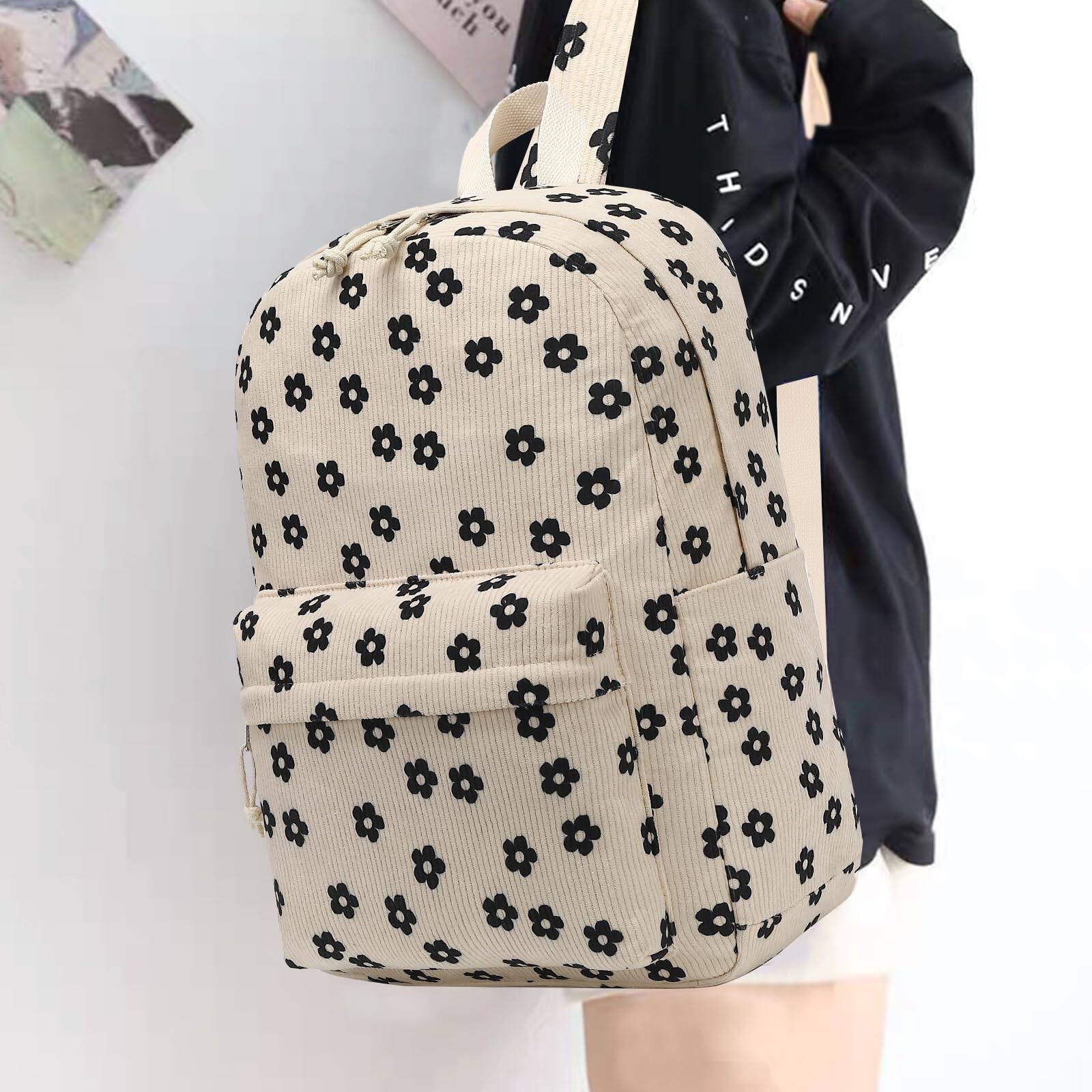 Elegant Black and Cream Patterned Backpack Classic - Backpack - Moon Nude main image 4