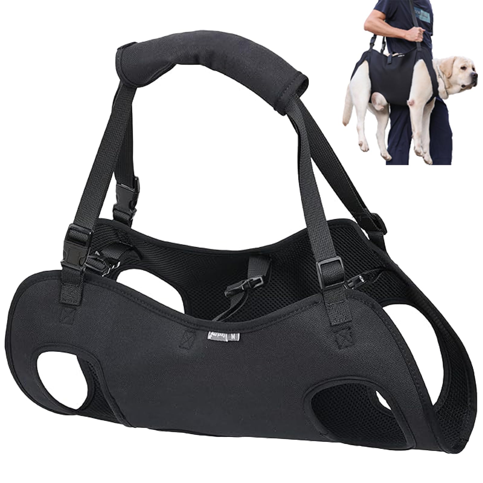 Front. Live At Space - Dog Lift Harness Emergency Backpack Pet Support Rehabilitation Sling Carrier Adjustable Lifting Straps For Senior Dogs J.