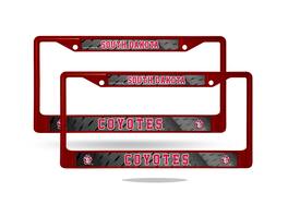 Rico Industries - South Dakota Coyotes Maroon Painted Chrome Metal License Plate Frame - Set of 2 Frames - Multi