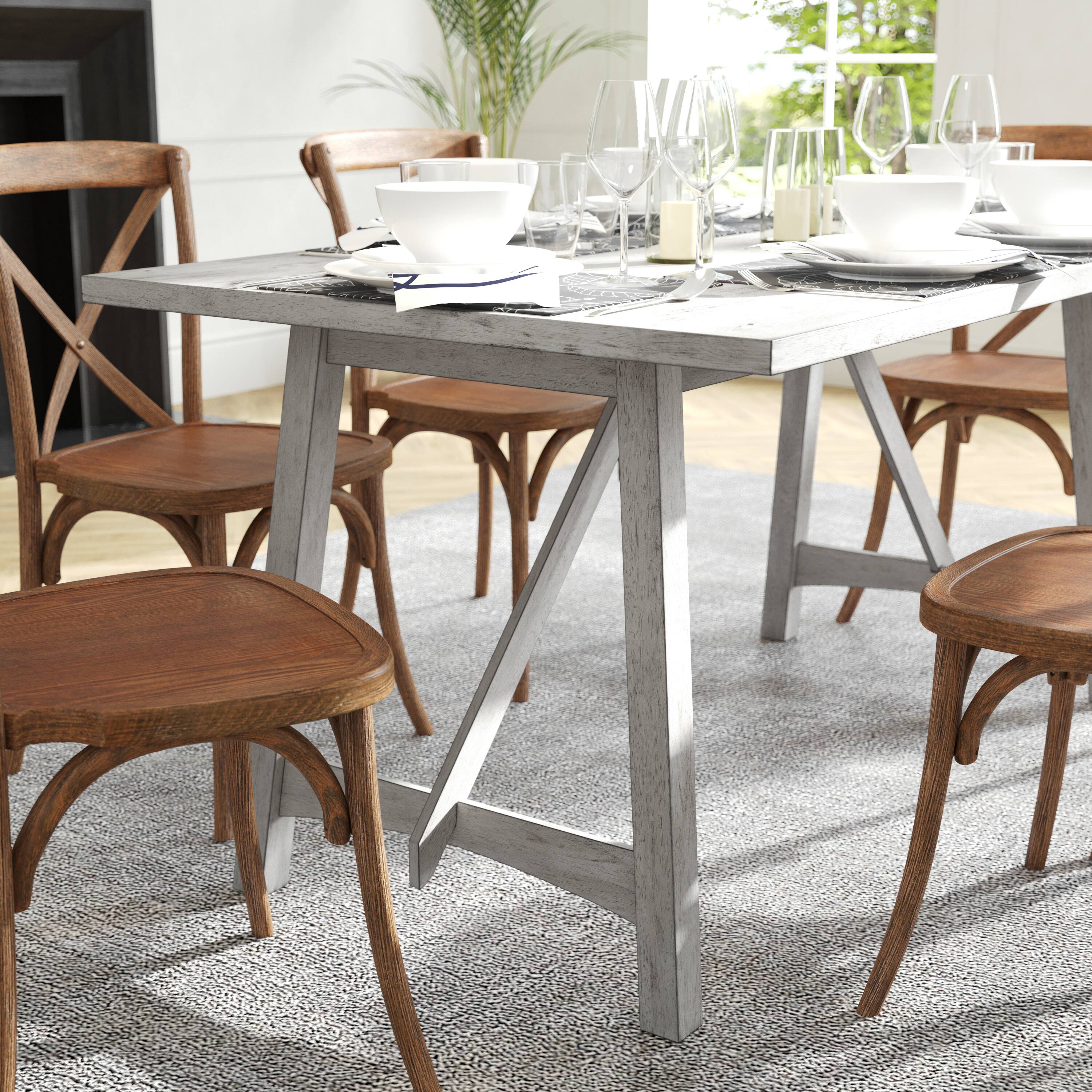 Alt View 3. Flash Furniture - Everly 60" Solid Wood Trestle Base Dining Table, Farmhouse Style Commercial Grade Table with Seating for 6, Antique Whit - White.